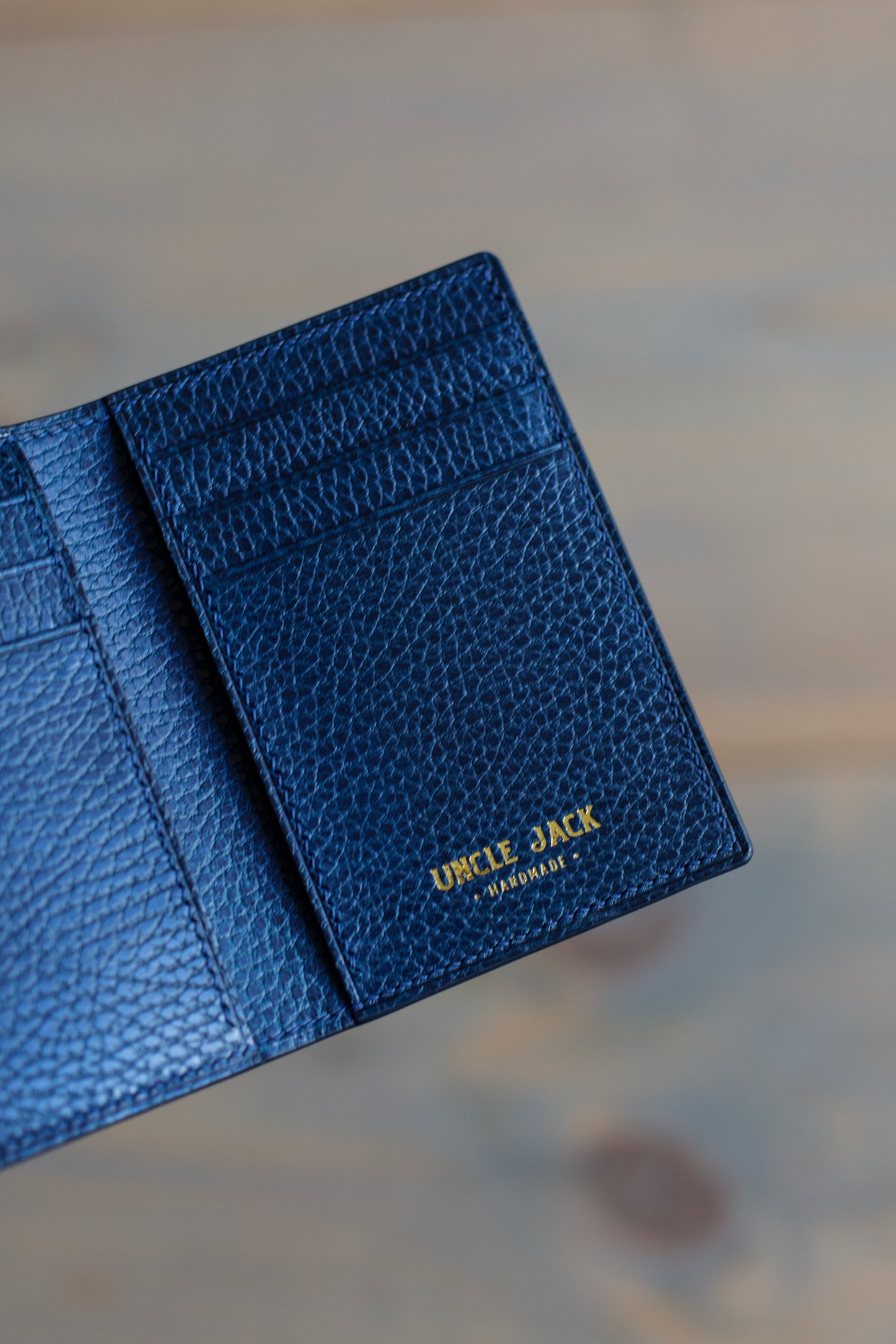 6 SLOT BIFOLD (blue/ brown buttero leather)