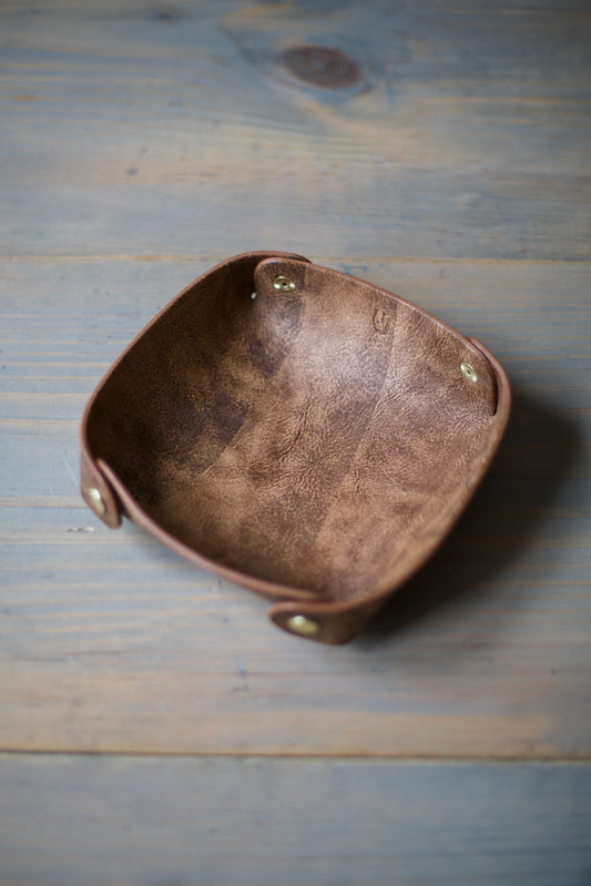 VALET TRAY (beige/ brown leather)
