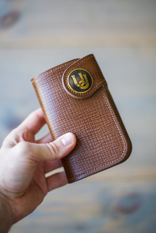 CONCHO WALLET (textured/smooth brown veg tan leather)
