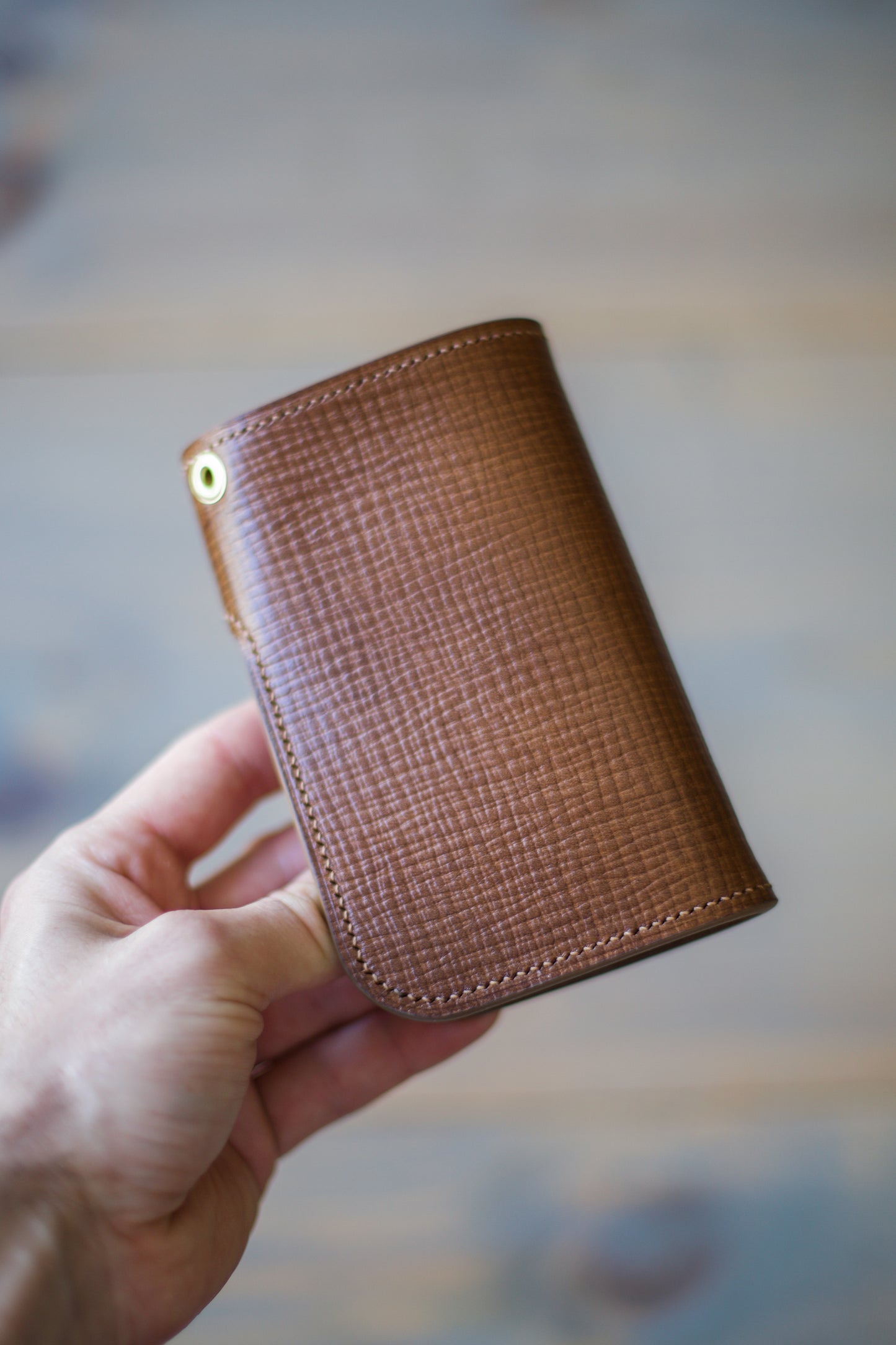 CONCHO WALLET (textured/smooth brown veg tan leather)