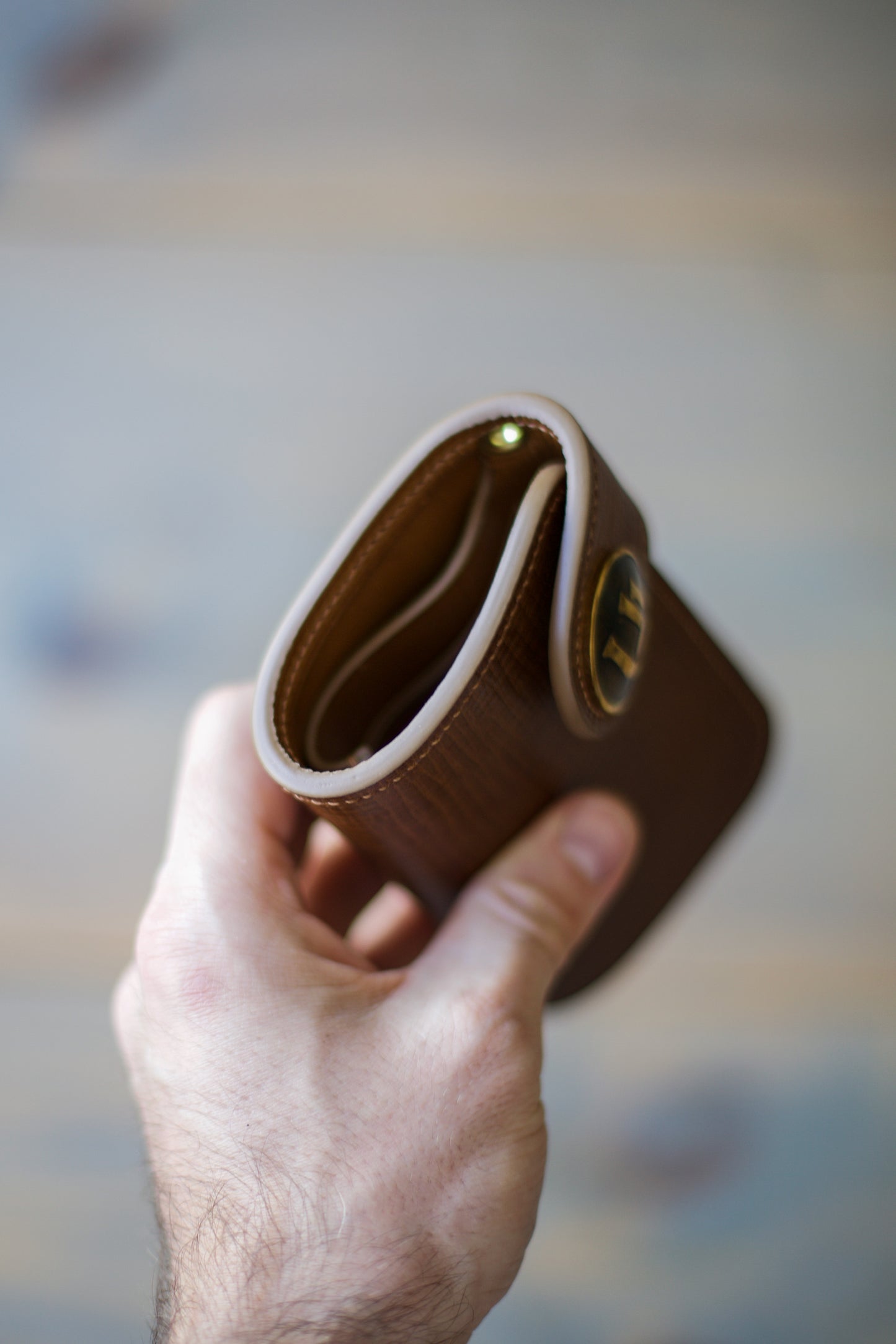 CONCHO WALLET (textured/smooth brown veg tan leather)