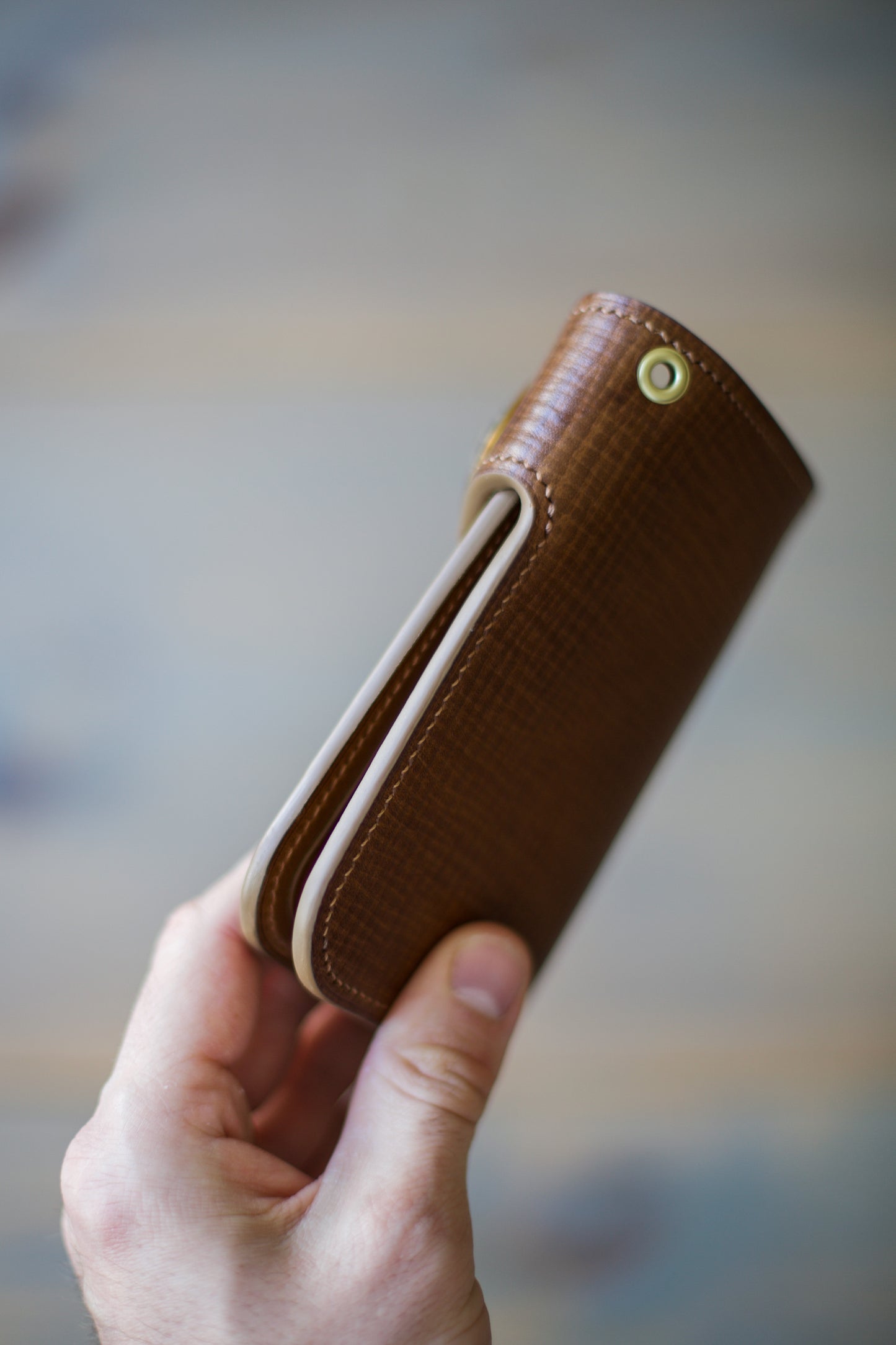 CONCHO WALLET (textured/smooth brown veg tan leather)