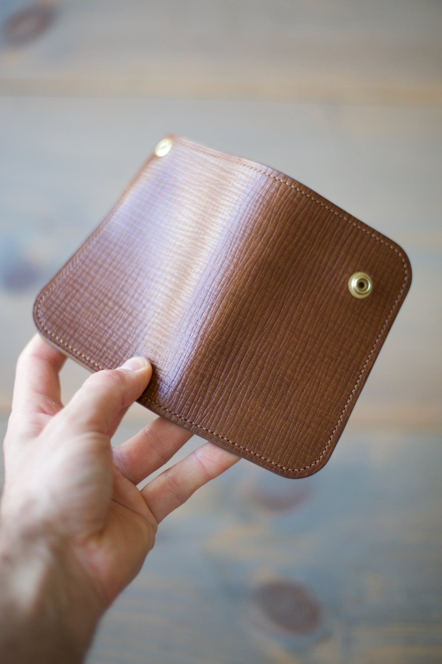 CONCHO WALLET (textured/smooth brown veg tan leather)