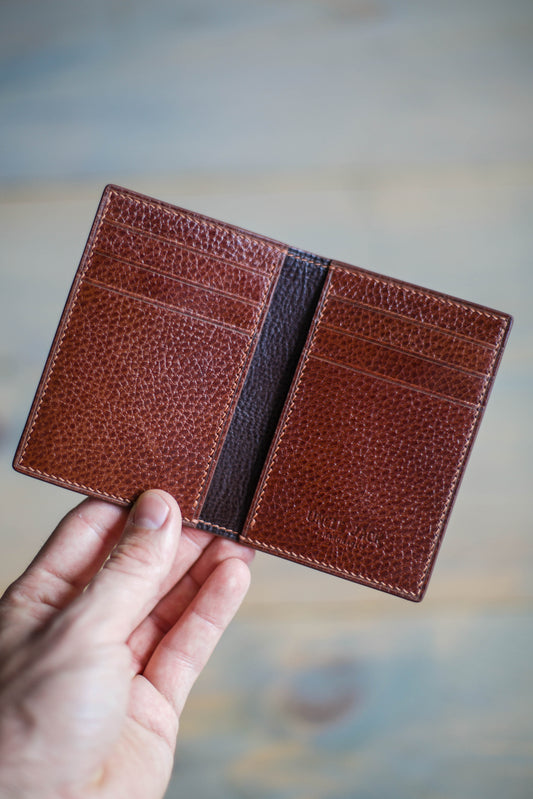 6 SLOT BIFOLD (cognac veg tan/ vintage lizard leather)