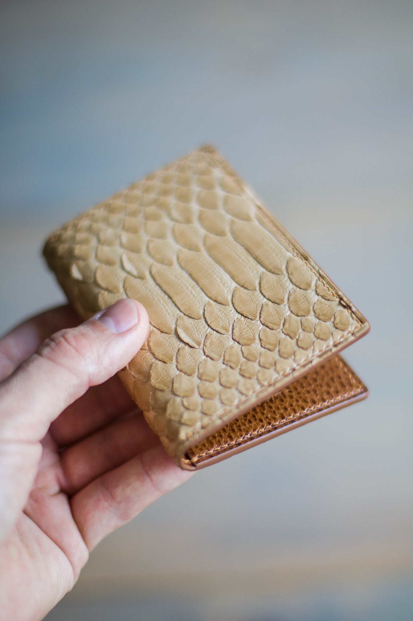 6 SLOT BIFOLD (whiskey dollaro/ natural python leather)