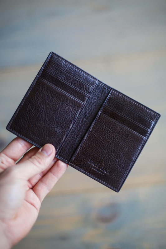 6 SLOT BIFOLD (brown veg tan/ gold lizard)