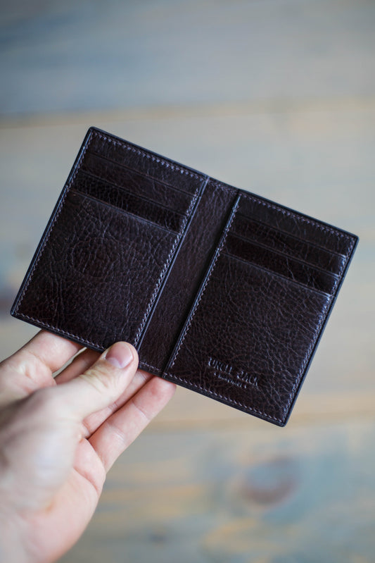 6 SLOT BIFOLD (brown veg tan/ dark grey lizard leather)