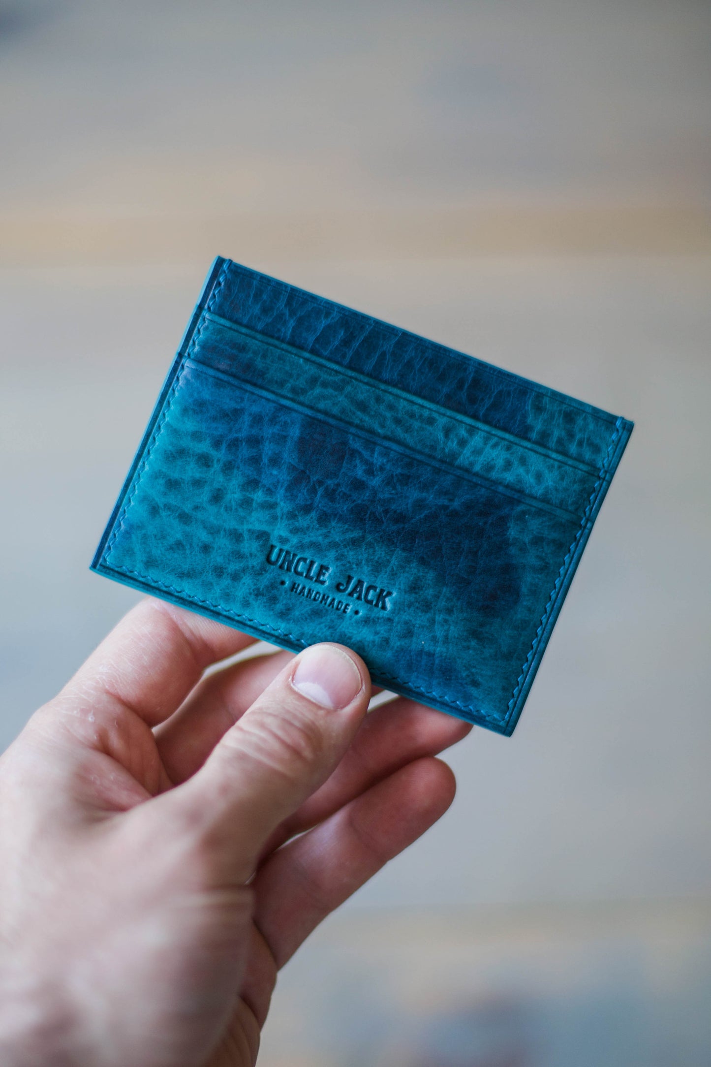 5 POCKET CARDHOLDER (blue camo veg tan leather)