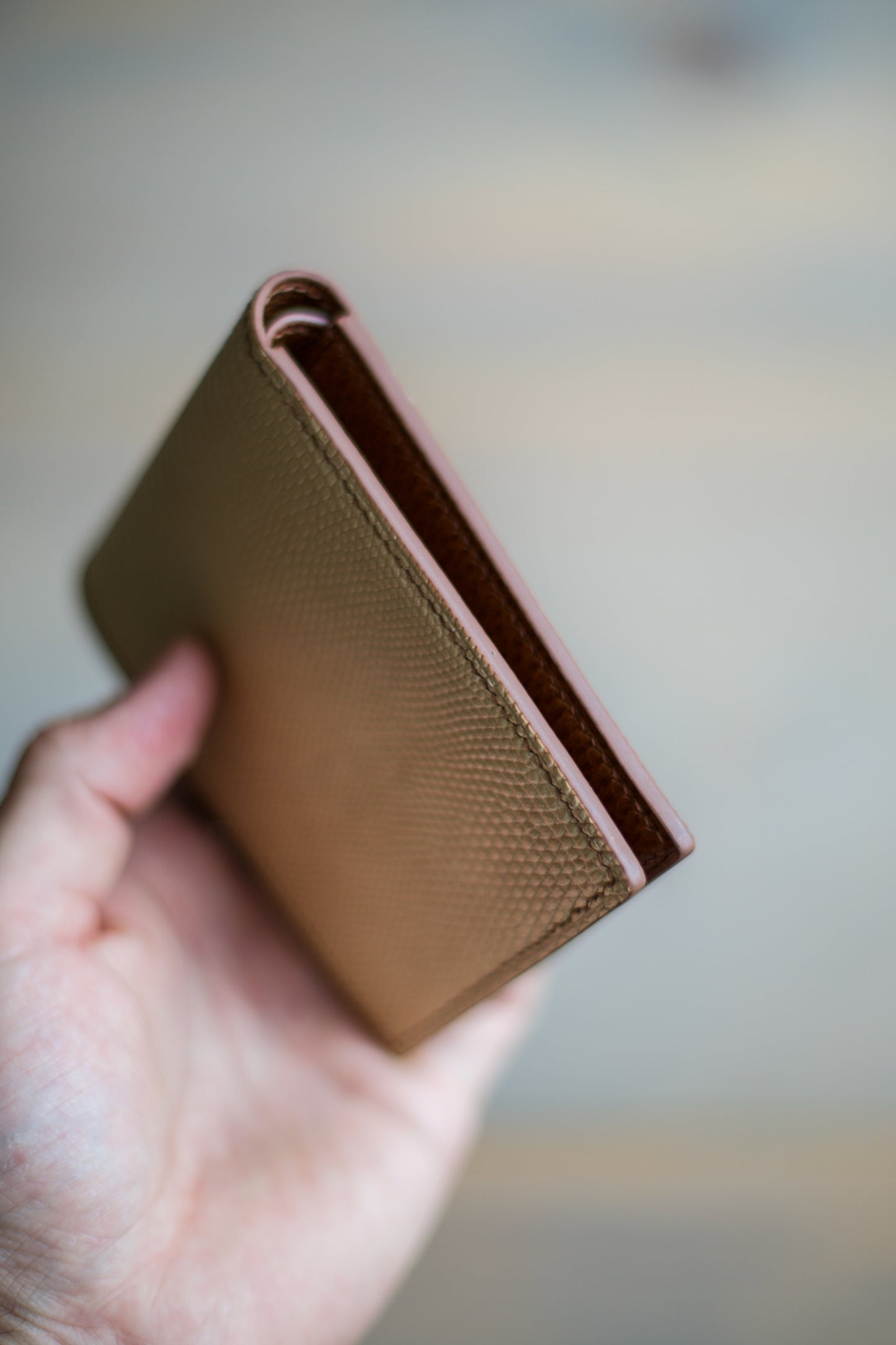 6 SLOT BIFOLD (brown Dollaro/ light gold lizard leather)