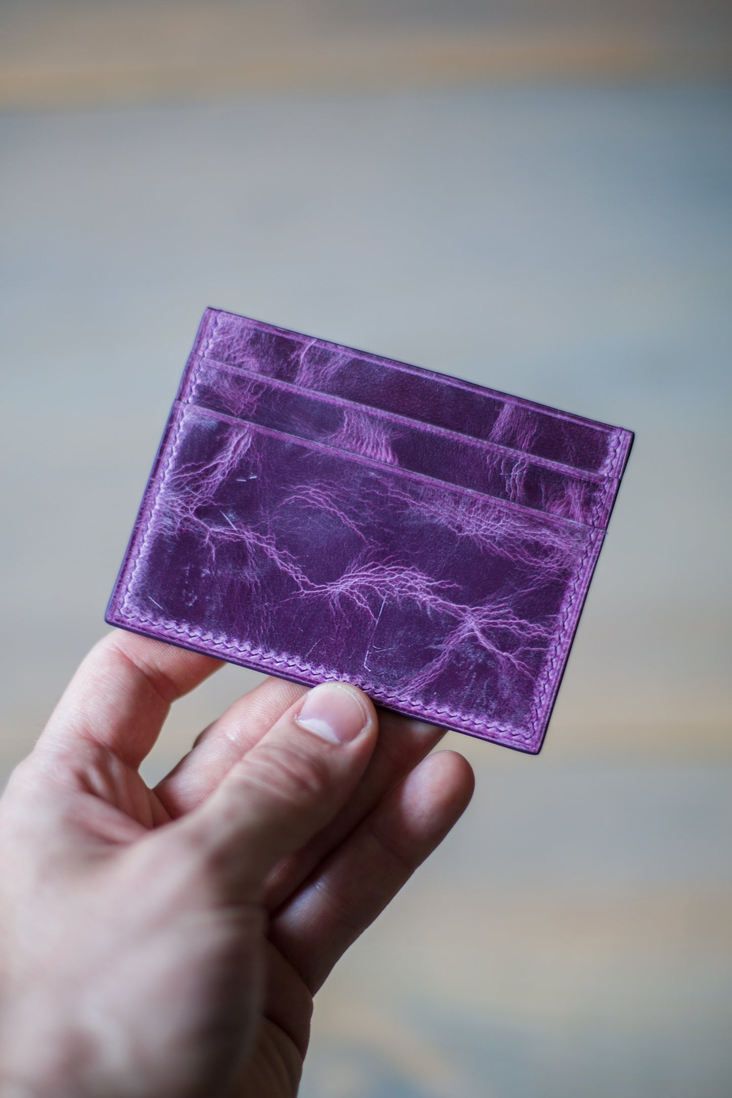 5 POCKET CARDHOLDER (purple Mad Dog leather)