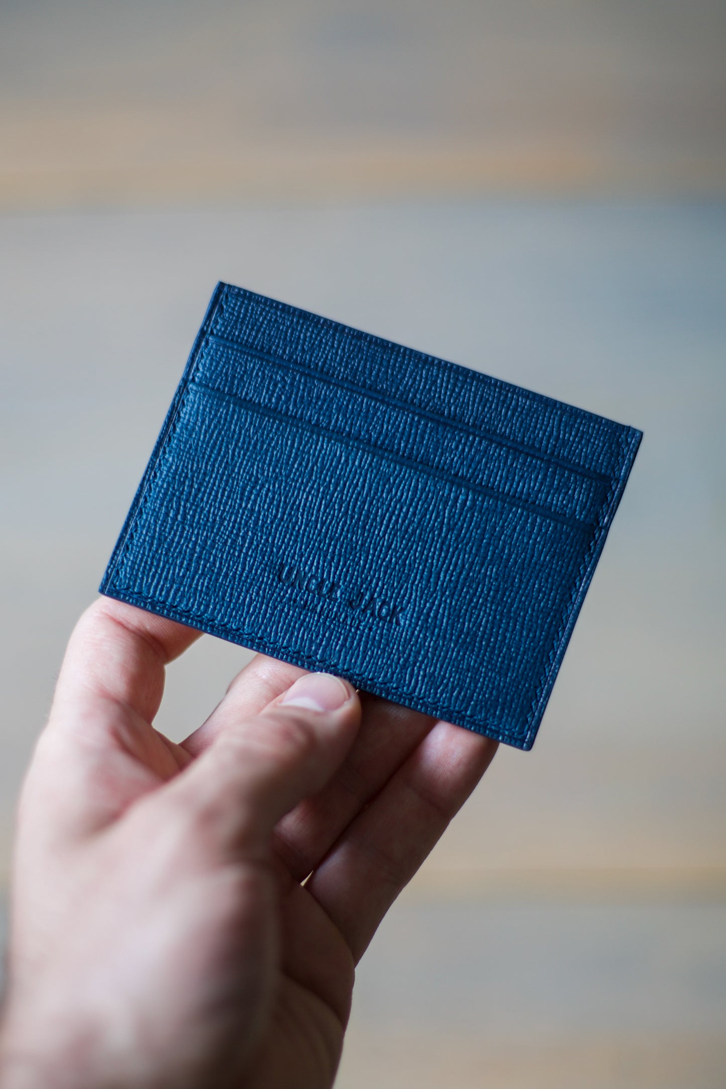 5 POCKET CARDHOLDER (blue Ponte Saffiano leather)