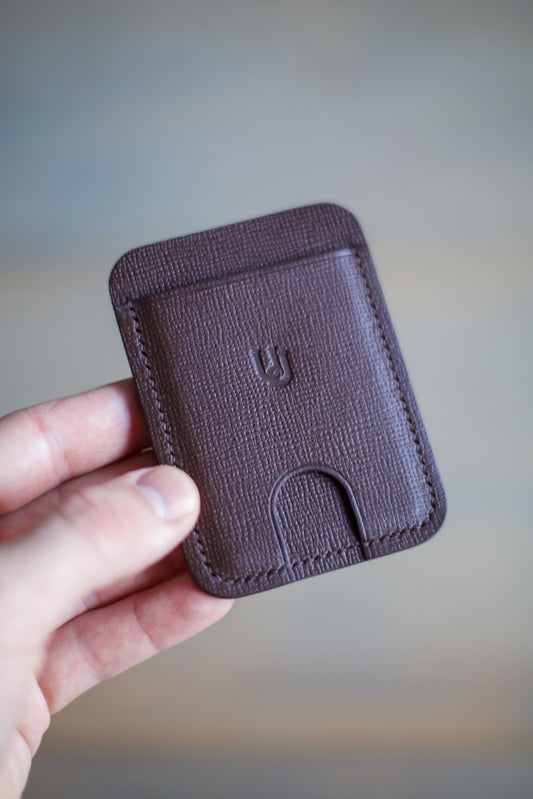 3 POCKET THUMB CARDHOLDER (brown saffiano leather)