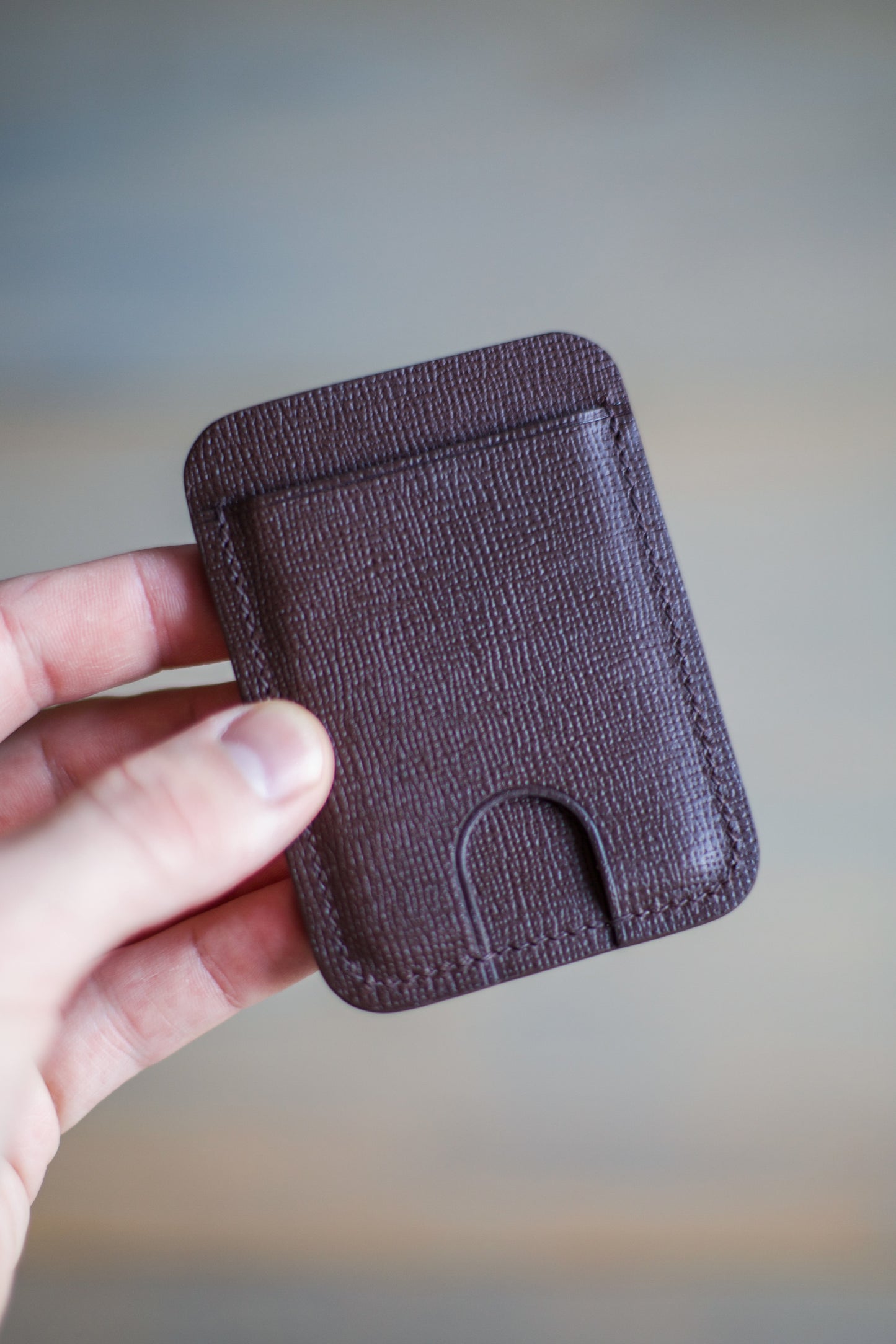 3 POCKET THUMB CARDHOLDER (brown saffiano leather)