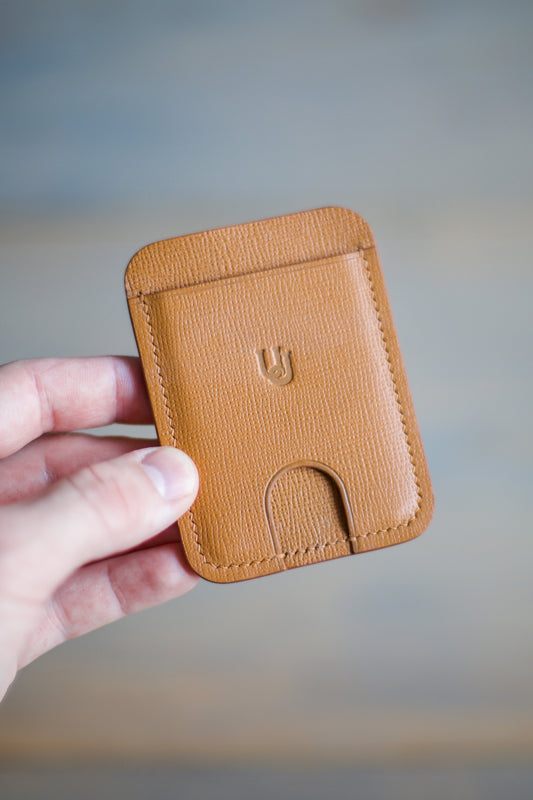 3 POCKET THUMB CARDHOLDER (tan saffiano leather)