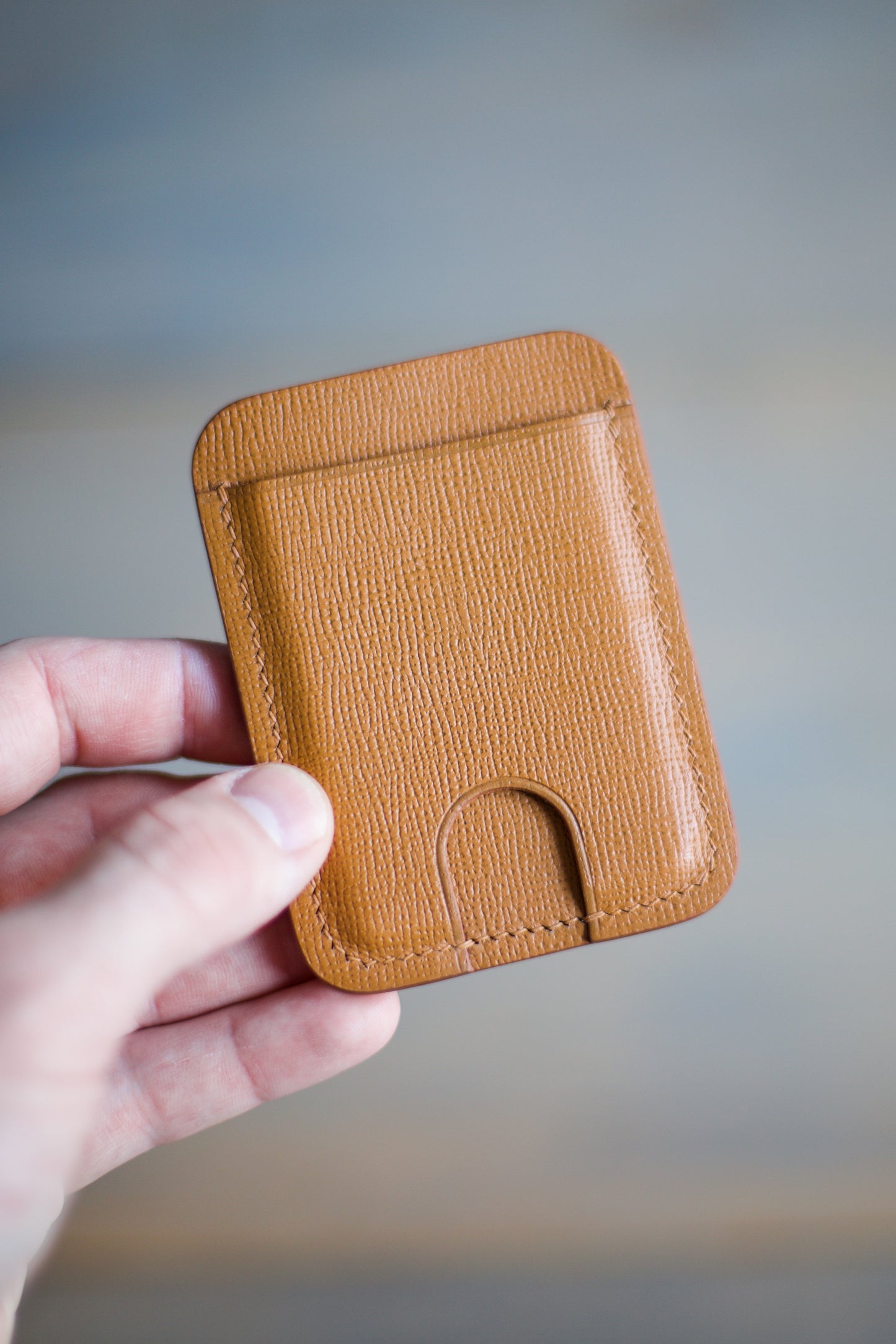 3 POCKET THUMB CARDHOLDER (tan saffiano leather)